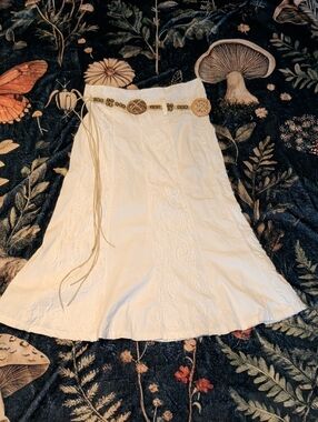 Vintage Caramely Cottagecore Raised Swirl Boho Midi Skirt - Size 5-6